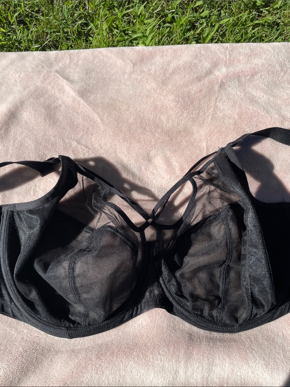 Elomi Sachi Black Plunge Cage Bra 42G UK / 42I US Strappy Mesh Underwire